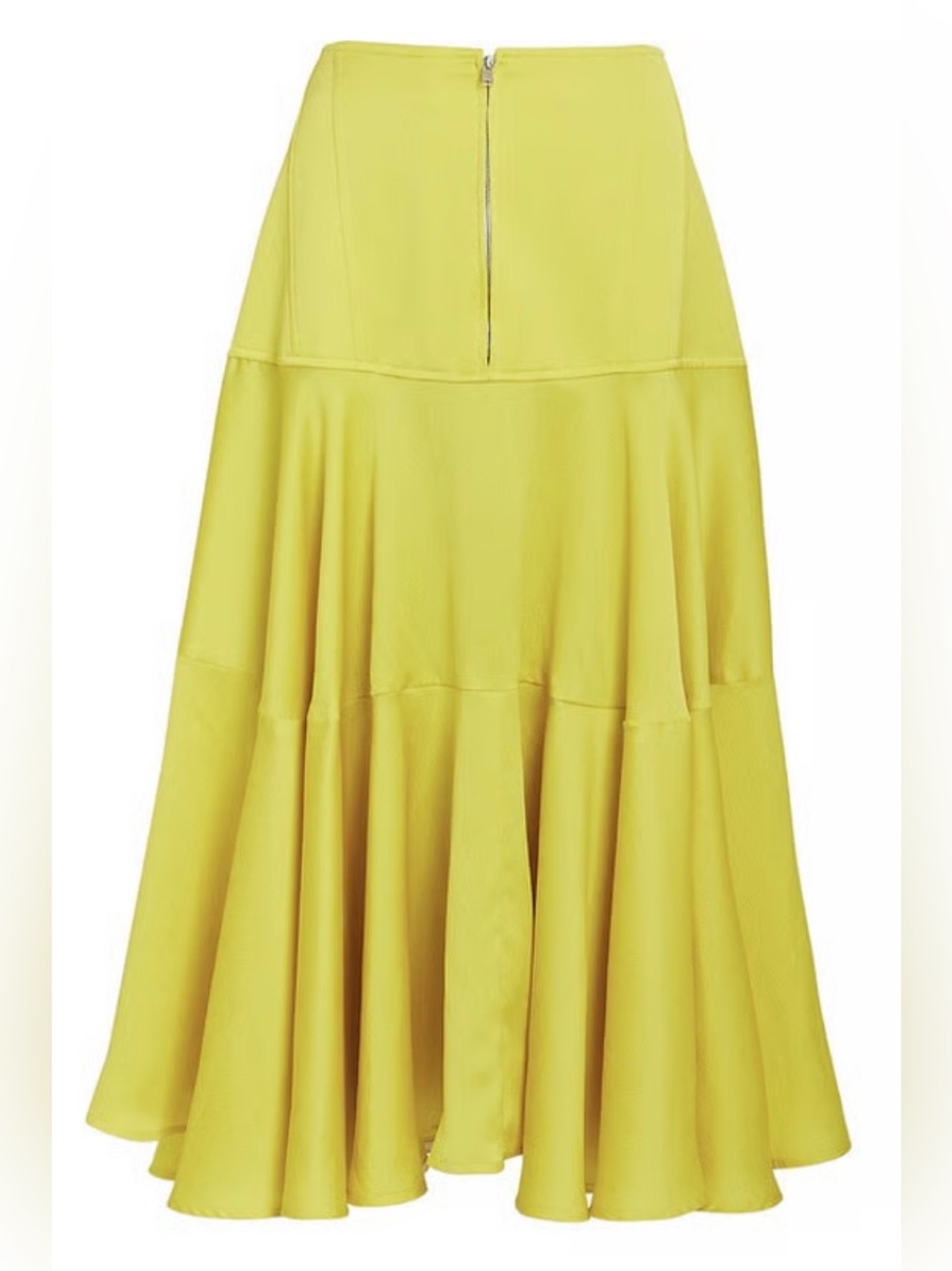 ADEAM Yellow A-Line Flared Midi Skirt